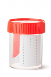 Sterile medical container for biomaterial. Isolated on a white.